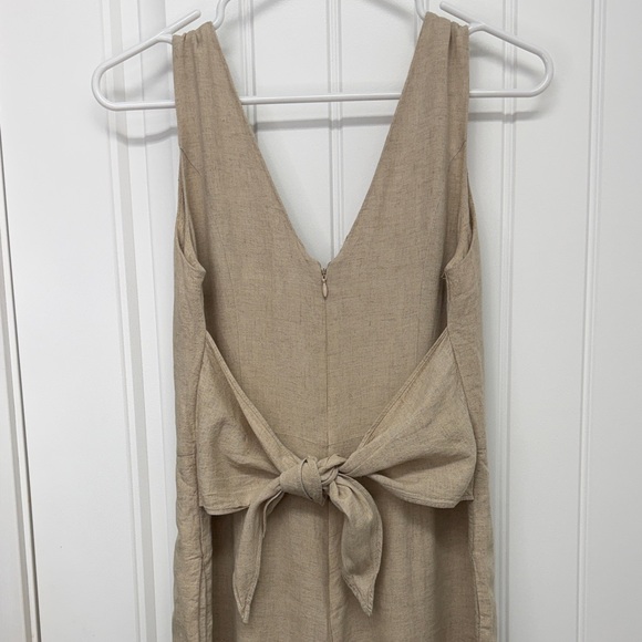 Maeve Pants - Maeve by Anthropologie Linen-Blend Wide Leg Jumpsuit in Beige size 8